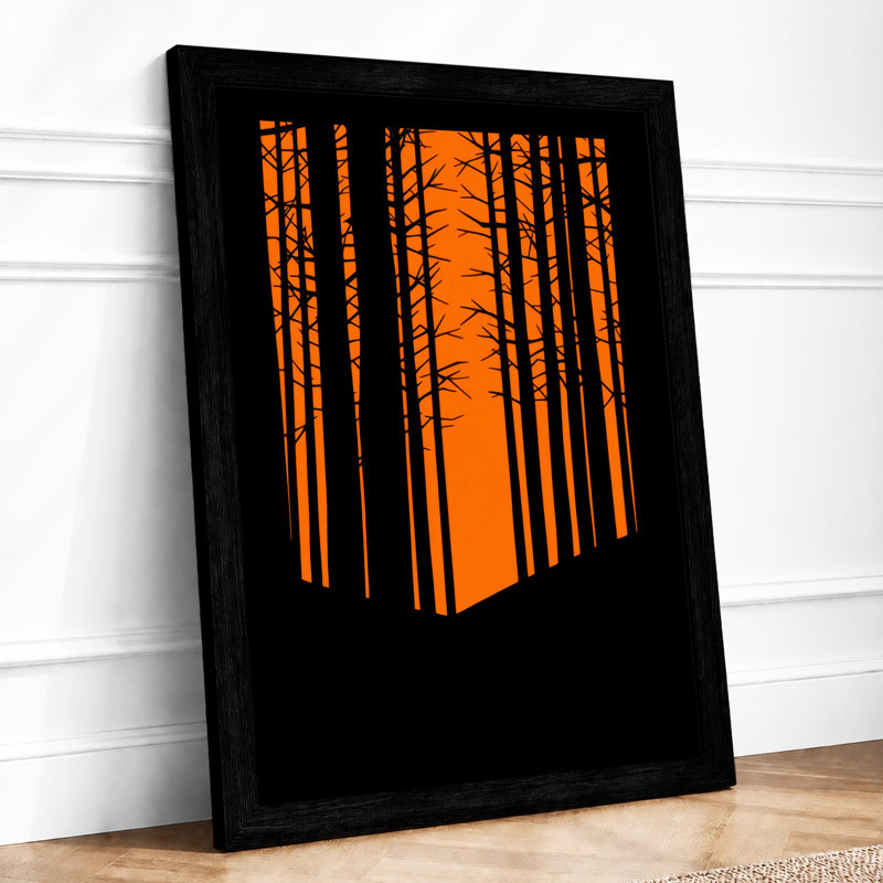 Forest Silhouette Geometric - Framed Print, Black, A3 - 42.0 x 29.7 cm