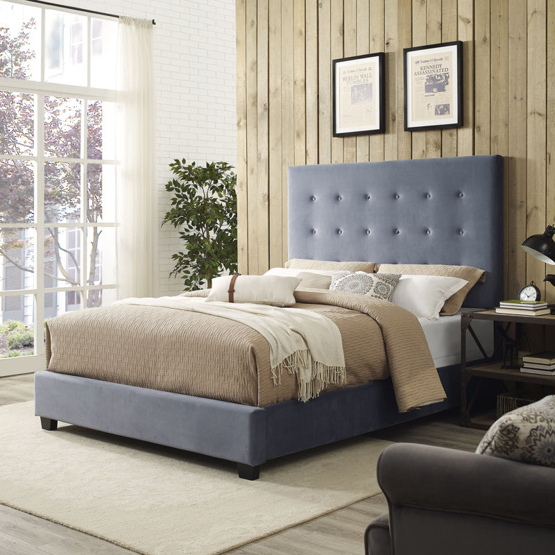 Benedict Upholstered Wingback Bed, Cornflower, King