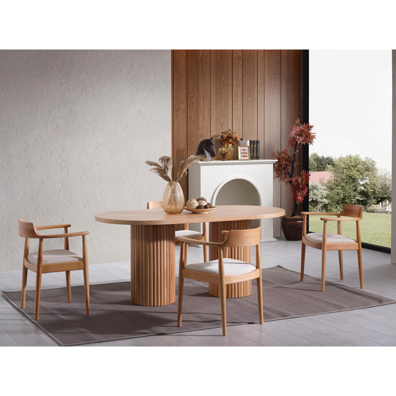 Modern 4-Piece Dining Table & Chairs Set, Natural Beech Wood, 67.0 x 29.5 x 35.4 inches | Durable MDF Coated Top, Elegant Scandinavian Design | Perfect for Family Gatherings & Stylish Dining Rooms