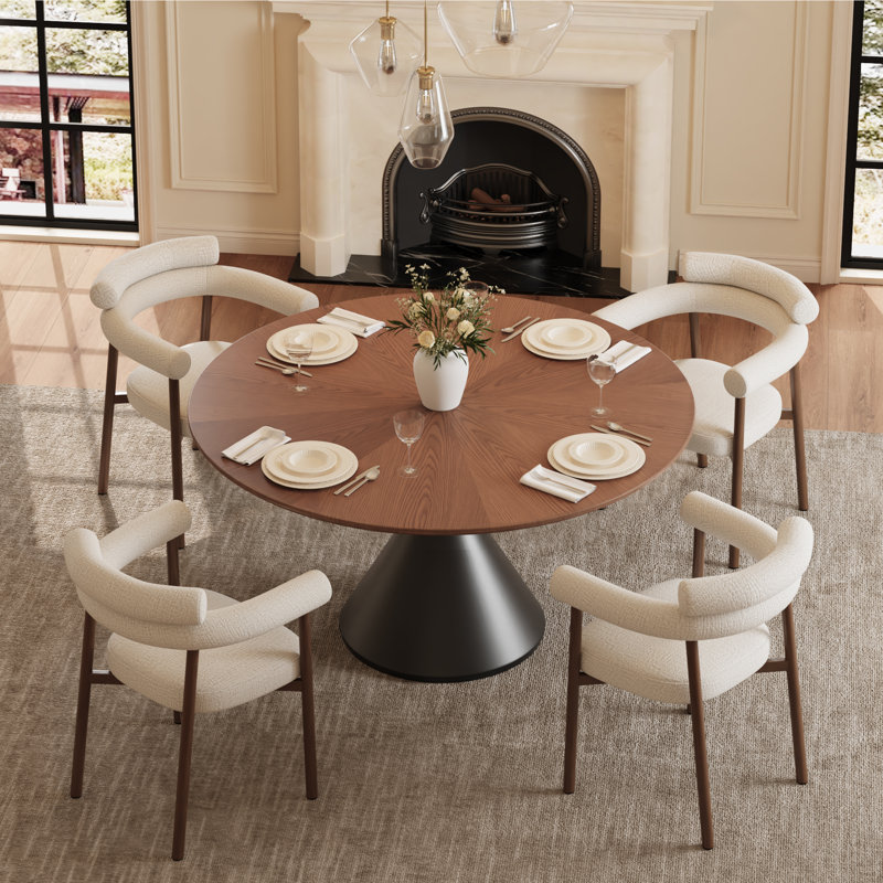Suzzie 47" Pedestal Solid walnut Round Dining Table 