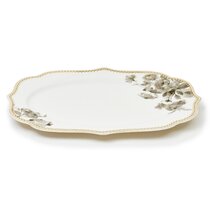 Bone China Shallow 8/12 2 Tier Rectangle Serving Set with Gold Stand,  Tied Serving Tray Food Display Dessert Appetizer, Serving Plate Set for  Parties, Gold, White/Gold: Buy Online at Best Price in