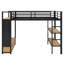 Lit mezzanine avec garde-robe, tablettes de rangement et panneau perforé-195990842