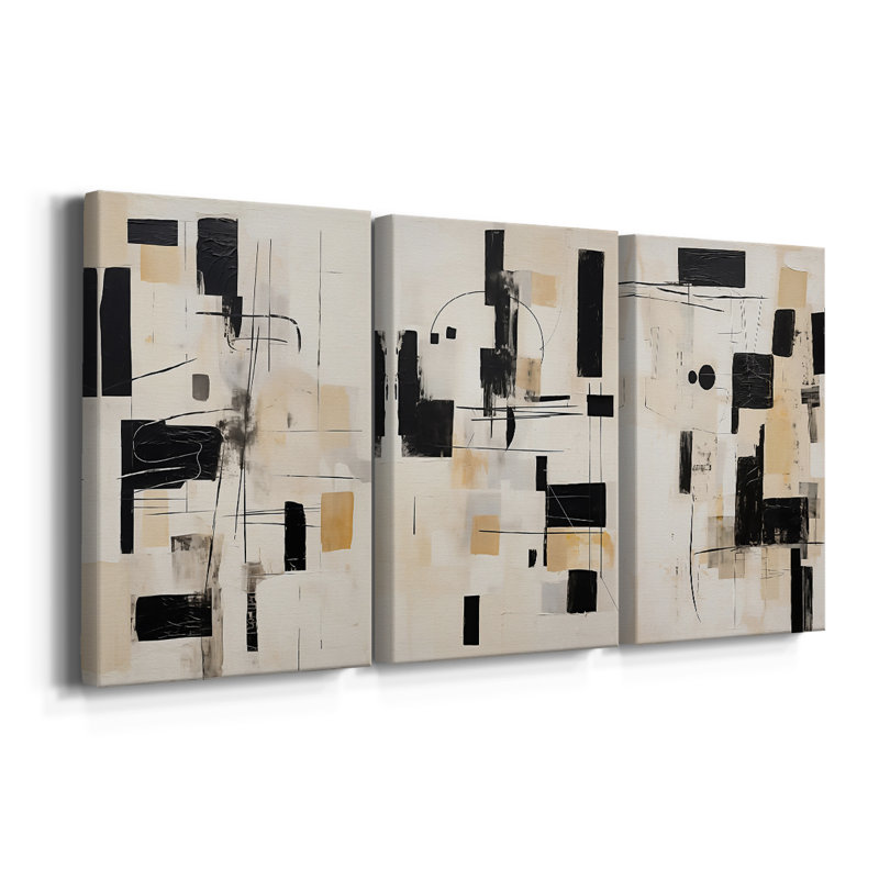 ABSTRACT Series CCCCLX III - Toile tendue sur mesure - 3 pièces, H 27 po x l 54 po