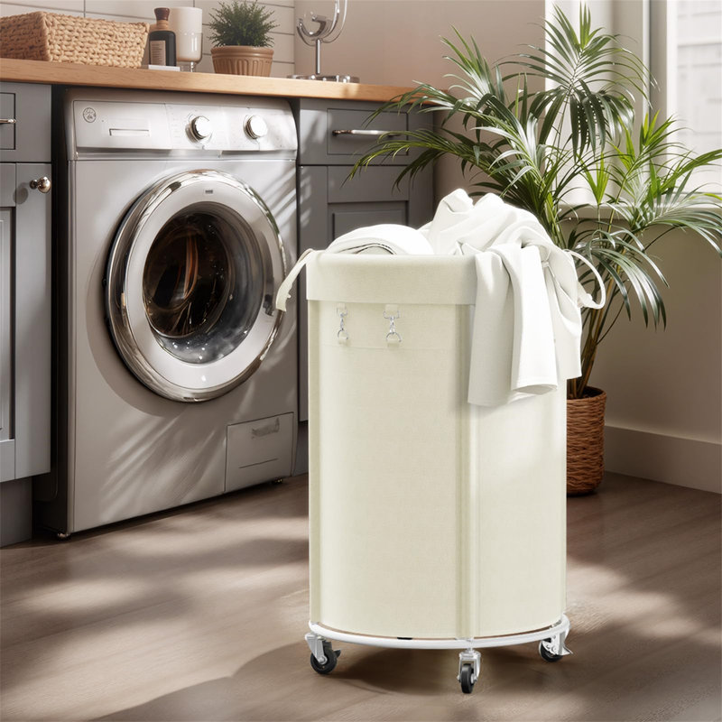 Metal Rolling Laundry Basket with Handles