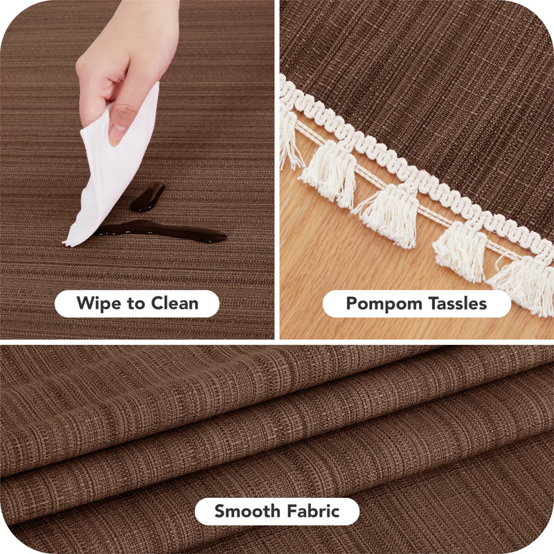 Round Tablecloths Faux Linen Wipable Home Decorative Water Resistant Table Cover 140cm (55in), Brown