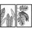 Banane et feuille de palmier, illustrations de plantes florales, art moderne panoramique, noir et blanc-101752129