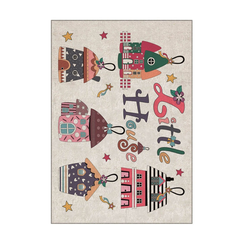 Tapis blanc en polyester tissé à la machine Rectangle Love, Rectangle 3 pi 11 po x 5 pi 11 po