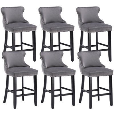 26.7" Velvet Upholstered Back Counter Barstools