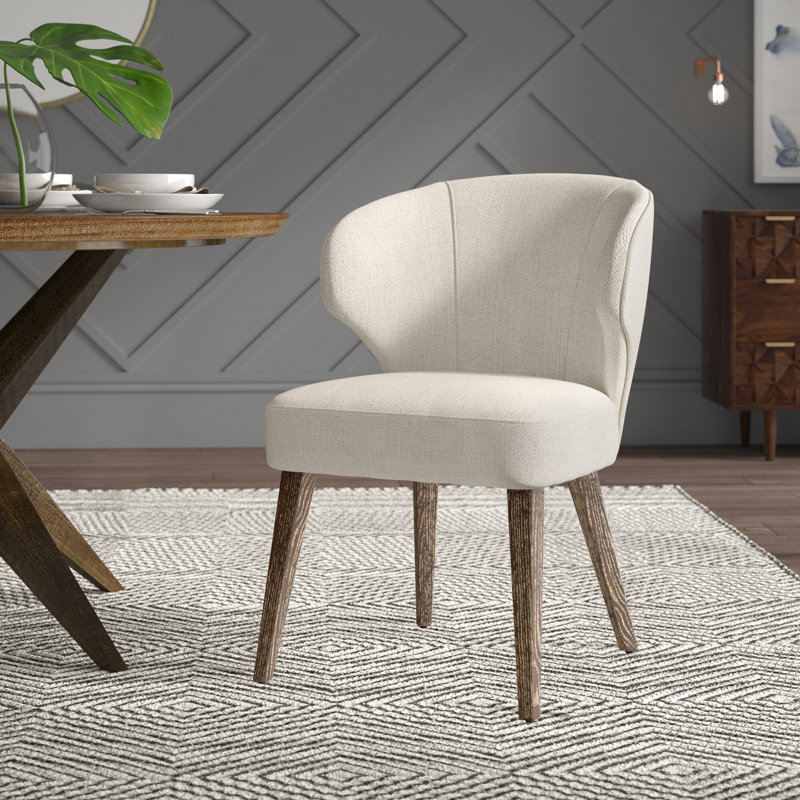 Golino 20'' H Fabric Upholstered Dining Chair, Cream, Medium Brown