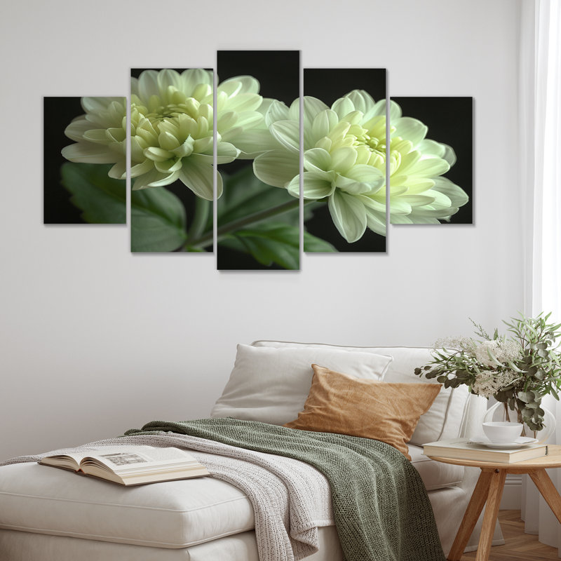 «Green Monicolom Mums Flowers Bouquet» - ensemble d'art mural de mamans