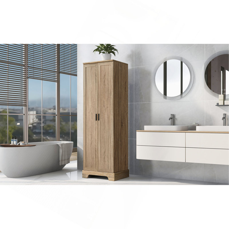 Versatile Bathroom And Office Storage Cabinet With Adjustable Shelves And Anti-Tipping Device, Brown