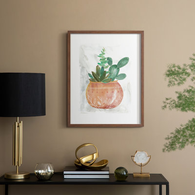 Boho Succulent Framed Print - Solid Wood