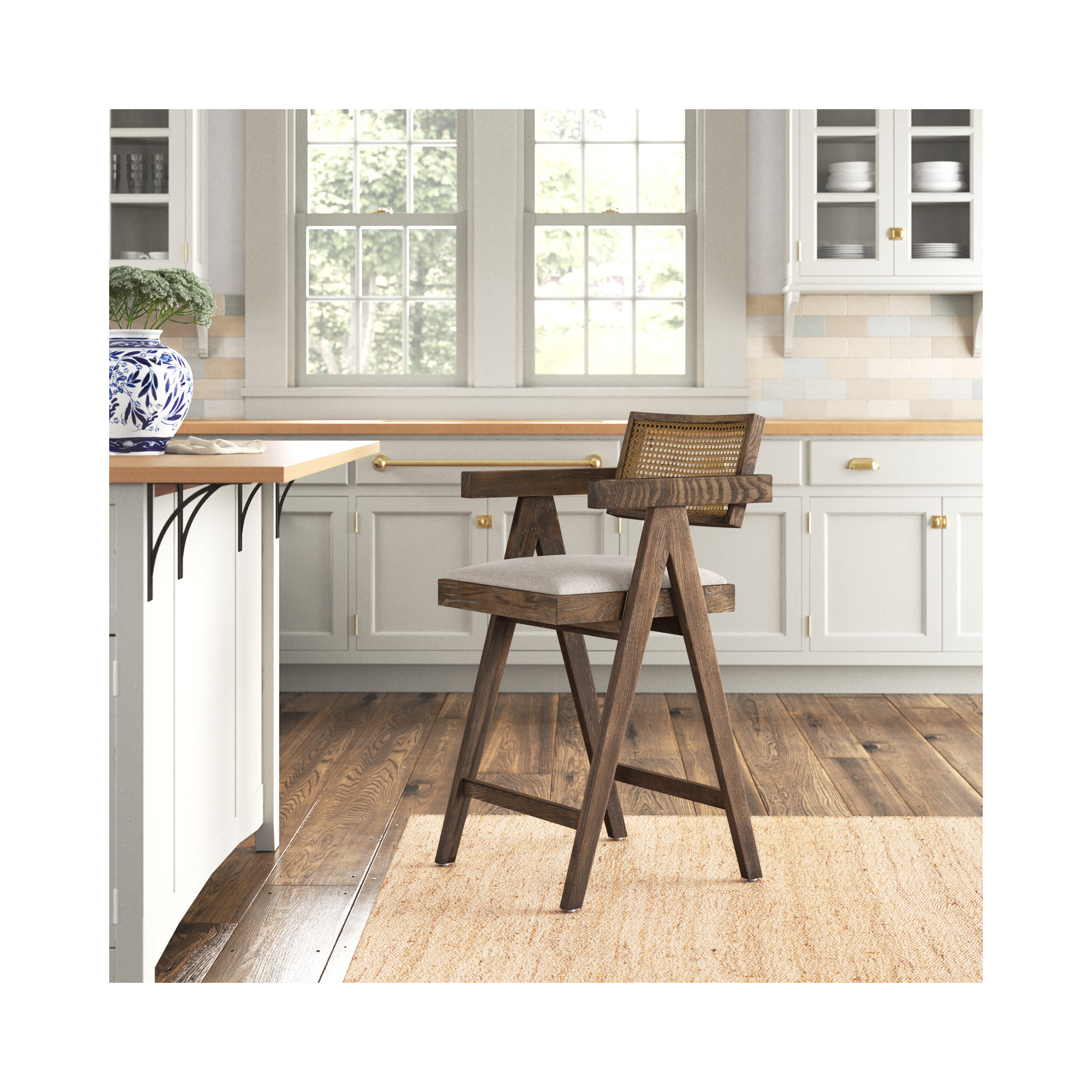 Nava Cane Stool, Counter Stool (24.25" Seat Height)