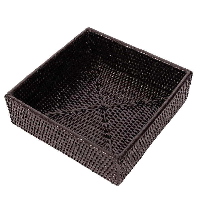 Grande serviette d'invité en rotin Cynda - Porte-serviette rectangulaire, Noir Tudor, H 2,5 po x l 9 po x P 6 po
