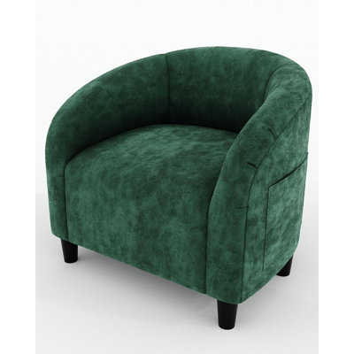 Accent Chair, Upholstered Barrel Club Chair with Solid Wood Legs | Cozy Armrest Chair for Living Room, Bedroom & Study