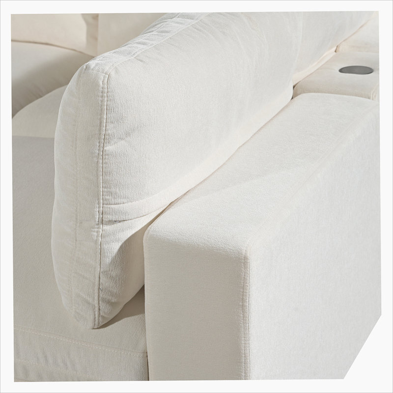 Upholstered Modular Sofa with USB Charge Ports,Wireless Charging and Built-in Bluetooth Speaker