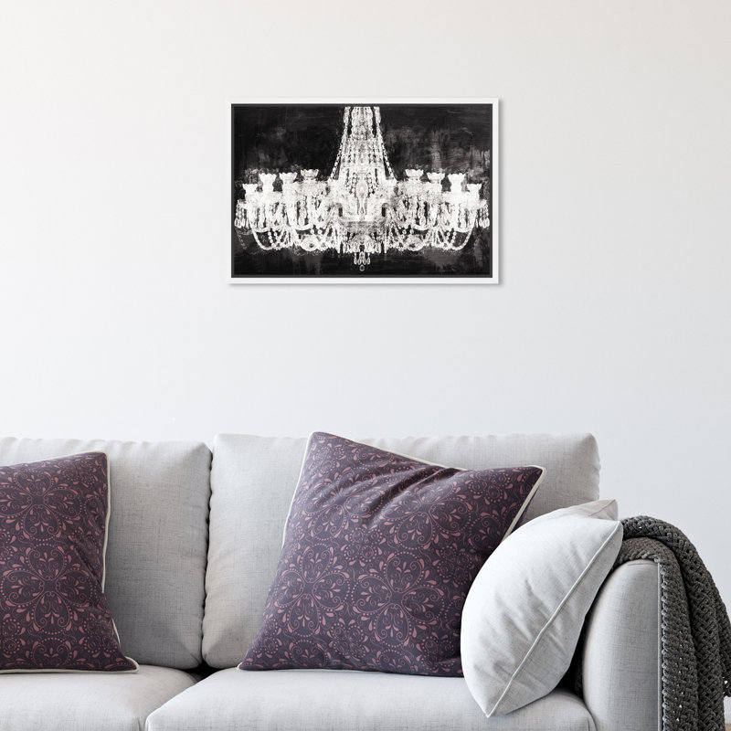«Decadent Soiree», impression sur toile tendue en noir et blanc, H 15 po x l 10 po, Cadre blanc