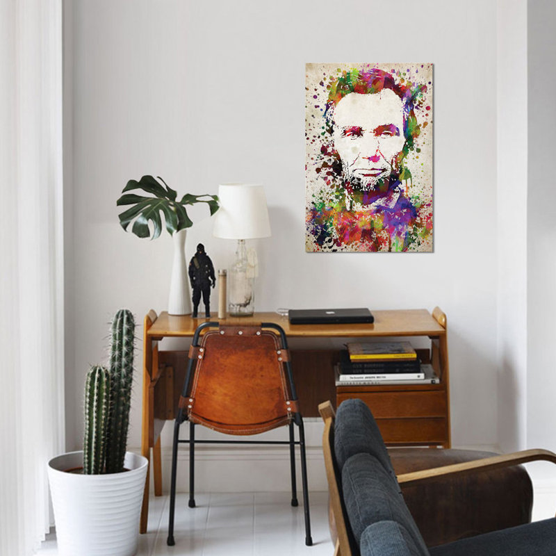 « abraham lincoln », impression sur toile, H 12 po x l 8 po x P 0,75 po, Toile tendue, Pas de tapis