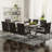 Luxury Grey Leather Dining Chairs Set Of 4 With Mirrored Silver Metal Legs