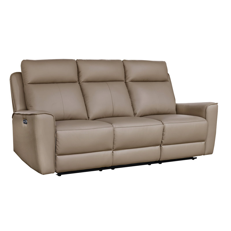 3 Seater Reclining Leather Sofa, Mushroom