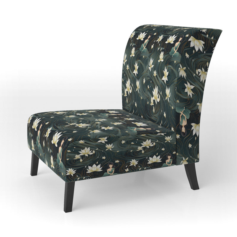 Rustic Victorian Brocade Victorian Pattern - Upholstered Floral Accent Chair Cottage Side Chair