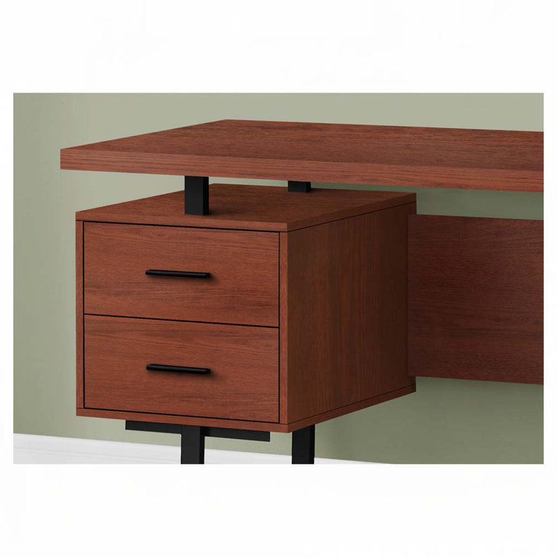 Bureau d'ordinateur à domicile avec tiroirs de rangement, Cerisier/Noir