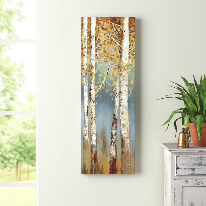 Butterscotch Birch Trees I by Allison Pearce - Print on Canvas, 91.44cm H x 30.48cm W x 1.91cm D, Wrapped Canvas