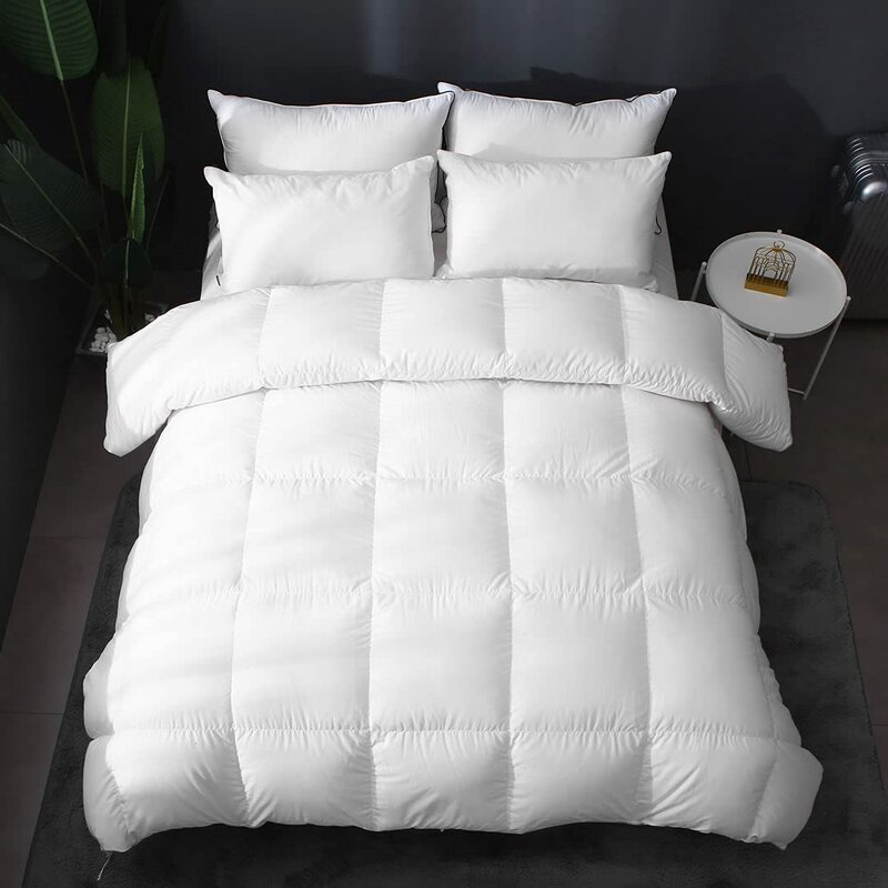 All Season Down and Feather Blend Comforter 750 cu. in./oz., Lightweight Duvet Insert, White, Très grand édredon en duvet