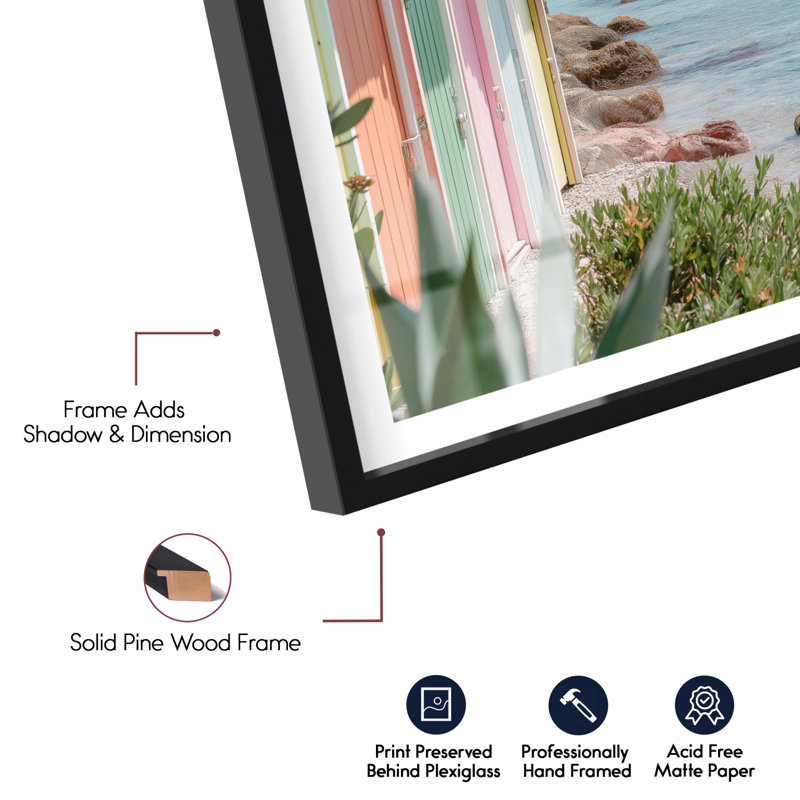 «Seaglass Row I Shadowbox Print Travel Art Prints» par Notoriart, Noir, H 16 po x l 11 po