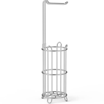 Porte-papier hygiénique et distributeur de papier hygiénique pour 4 méga rouleaux, support de rangement pour papier hygiénique sur pied, fil métallique argenté