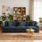 3 - Piece Upholstered Blue Chenille Modular Sectional Sofa with Armrests & Throw Pillows-502441078