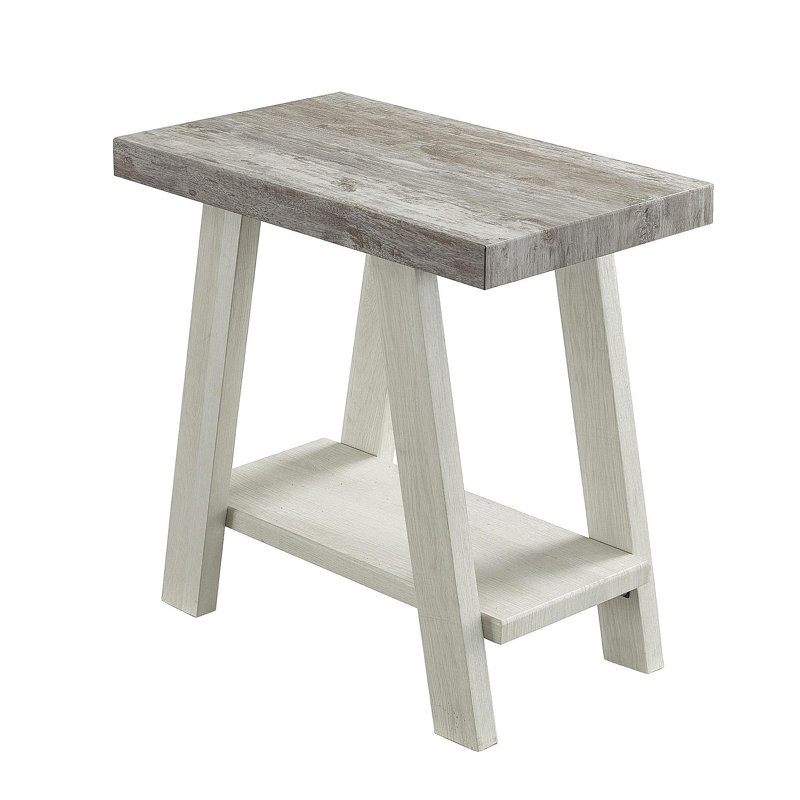 Table de bout en bois à deux tons Athens, Gris patiné, Beige