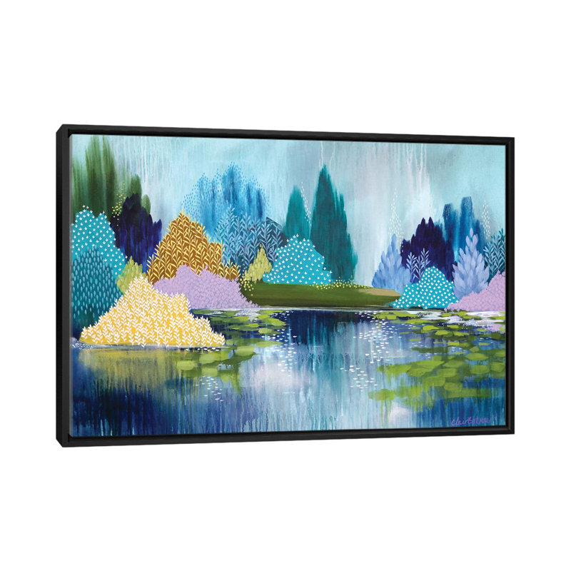 «Hyde Park in Spring» par Clair Bremner - impression, Toile avec cadre noir, H 32 po x l 48 po x P 1,5 po, Pas de tapis