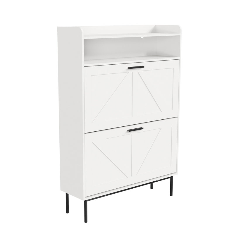Armoire de rangement pour chaussures Farmhouse, Blanc