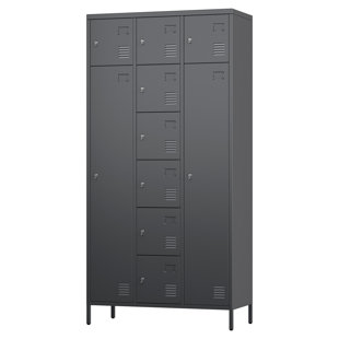 72" H Metal Storage Lockers with 10 Doors and Rod,Industrial Combination Employees Lockers with 2 Big and 8 Small Doors for Home Gym,School,Office,Assembly Required
