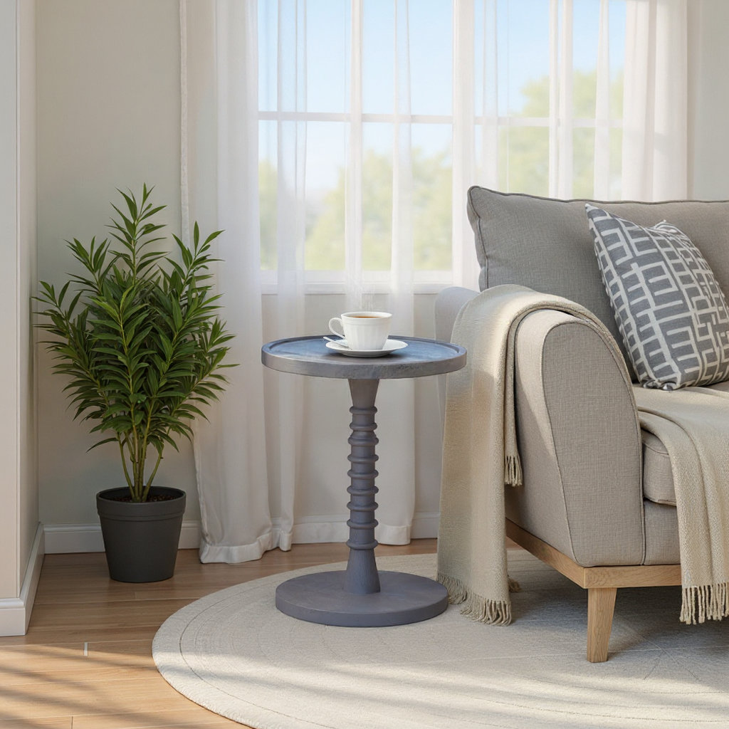 Linda 14" Mango End Table, Light Blue