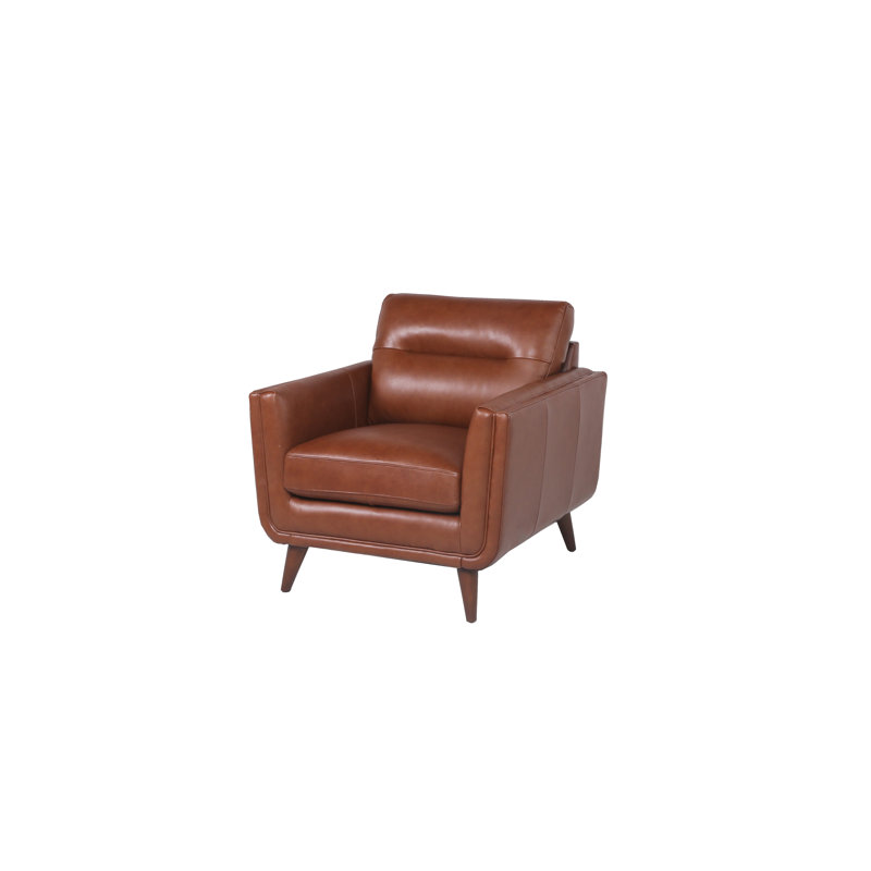 Fauteuil de 36 po de large Kruttika, Cuir véritable Sidekick Cobble Stone