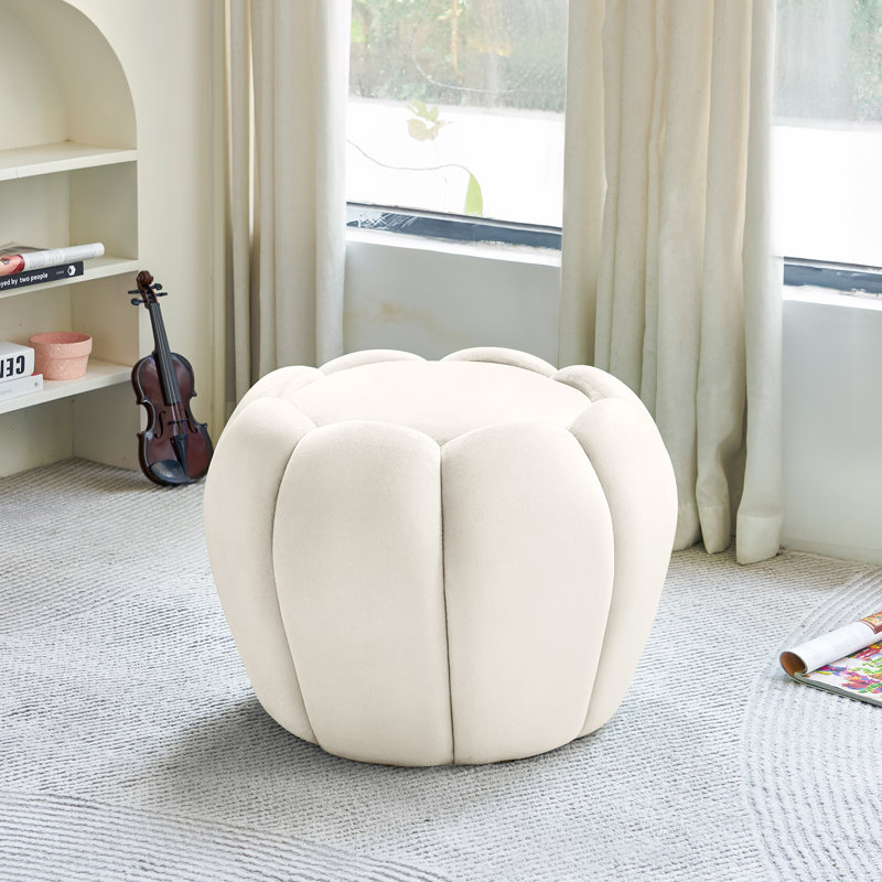 Repose-pieds rembourré avec tabouret de coiffeuse en velours pour le salon, Beige