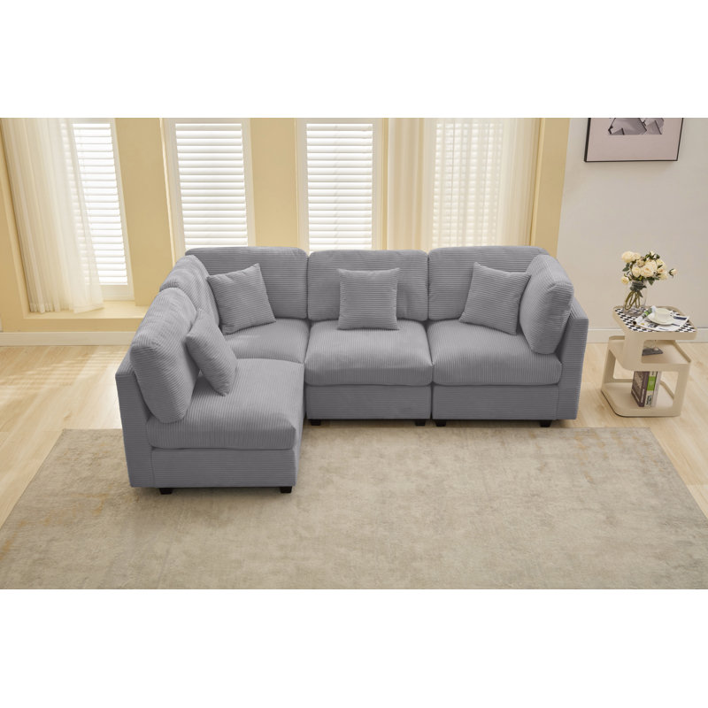 Nicholson 4-piece Sofa, Light Gray Corduroy