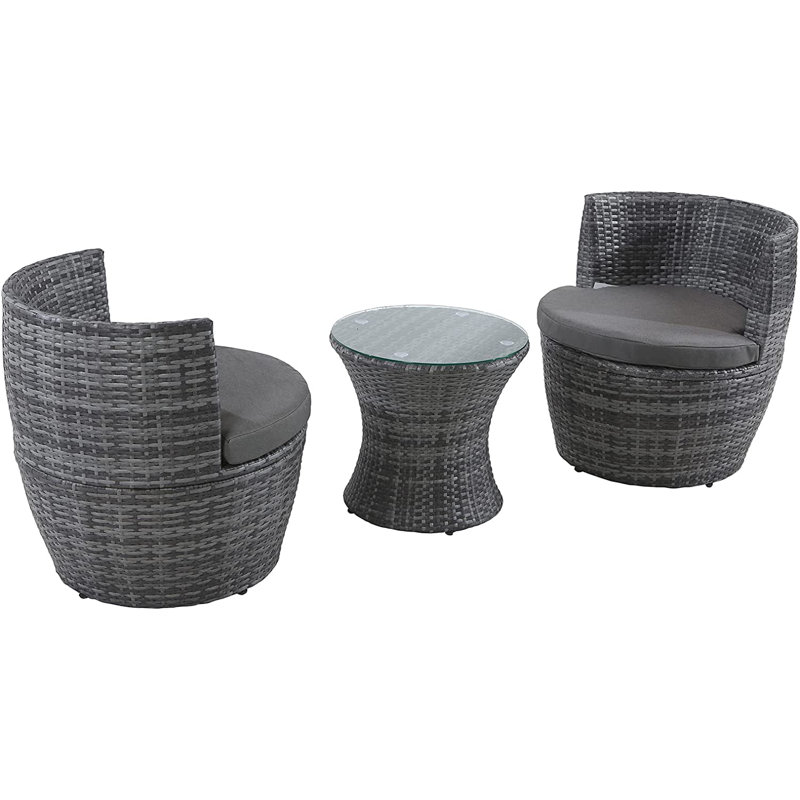 Laderious 2 - Person Wicker Patio Dining Set with Round Table , Cushions Included