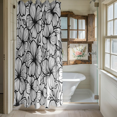 Line Art Botanical Prints - Rideau de douche standard 1 pièce