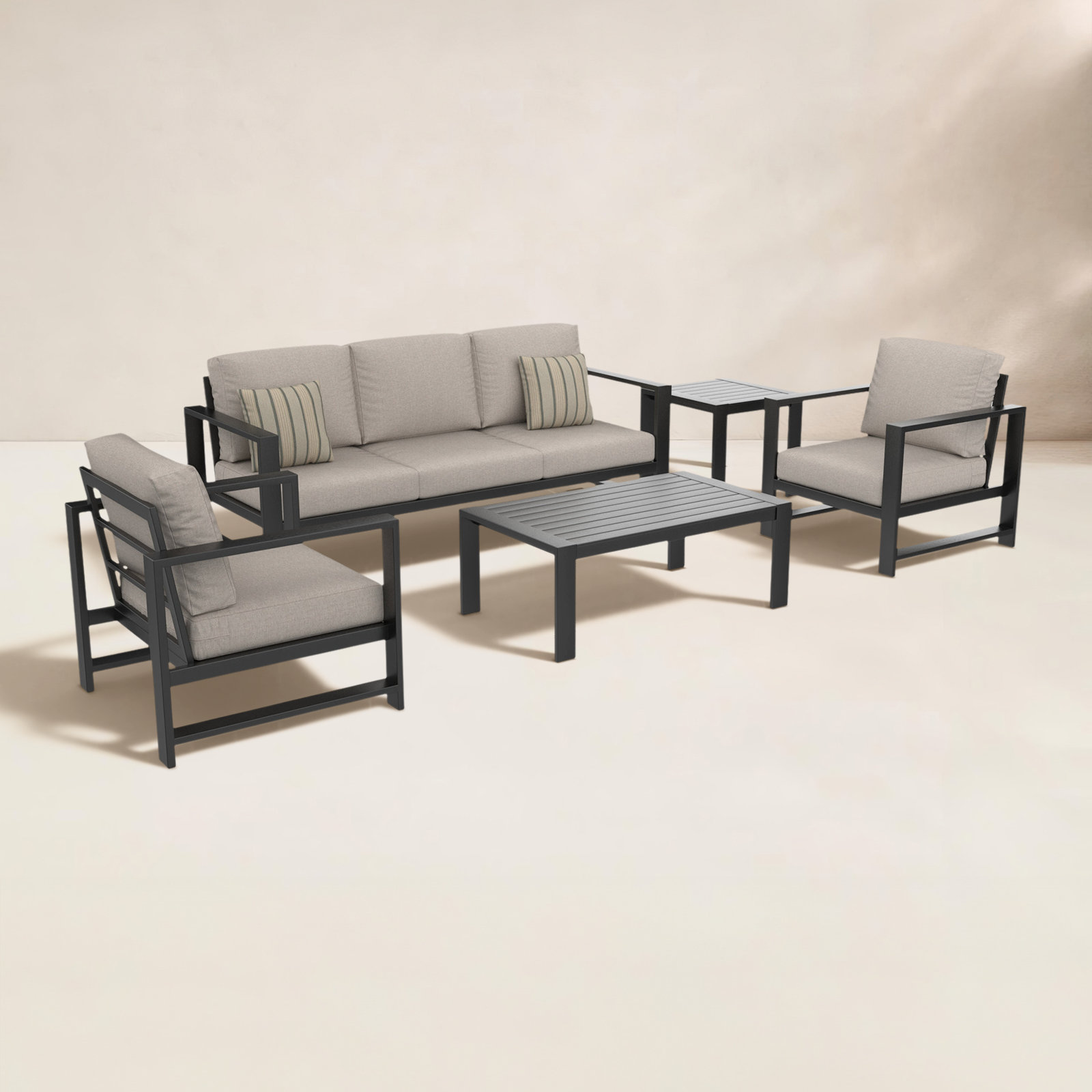 Dulcie 5-Person Sunbrella® Patio Seating Group, Cast Silver Sunbrella®