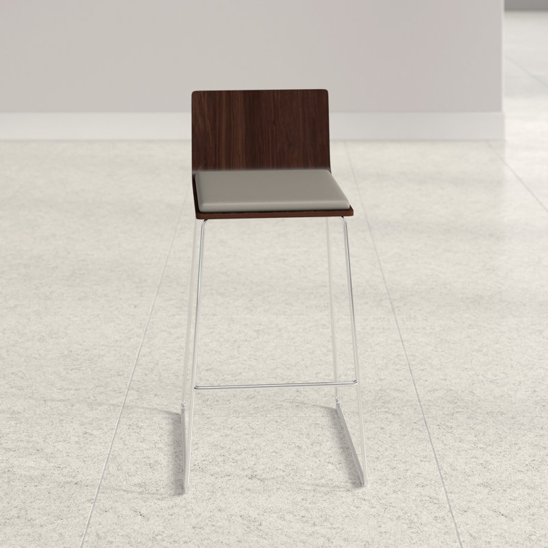 Tabouret de bar et de comptoir Seguin, Noyer américain, Gris clair, Tabouret de comptoir (assise de 24 po de hauteur)