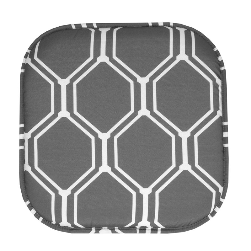 Coussin de coussin de chaise en mousse viscoélastique hexagonale 16 po x 16 po Mirage, Gris / blanc, Paquet de 4