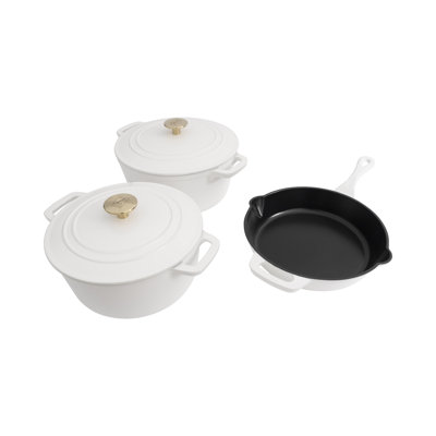 Batterie de cuisine en fonte émaillée blanc mat 5 pièces Zline