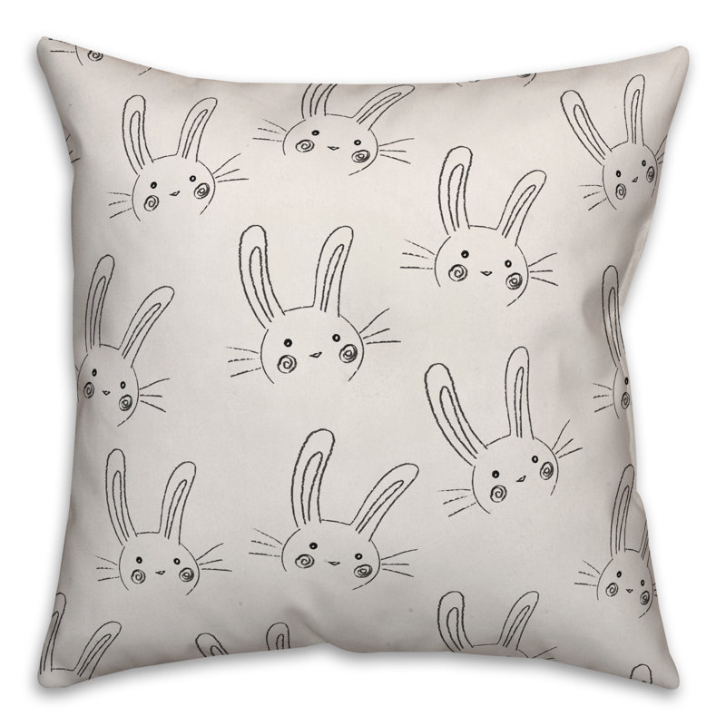 Coussin décoratif croquis, 18 po x 18 po
