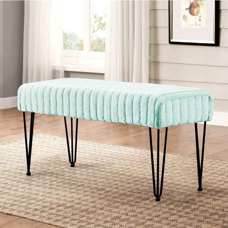 Dugan Upholstered Ottoman, Bleached Aqua 