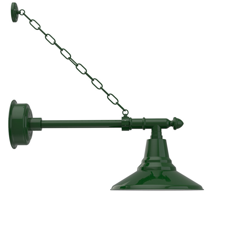 Luminaire de grange d'extérieur à DEL intégré H 15,875 po Albali, H 13,375 po x l 12,25 po x P 27 po, Vert rétro