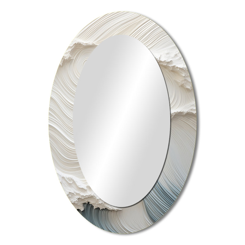 Miroir mural ovale blanc et bleu, 36" x 24"