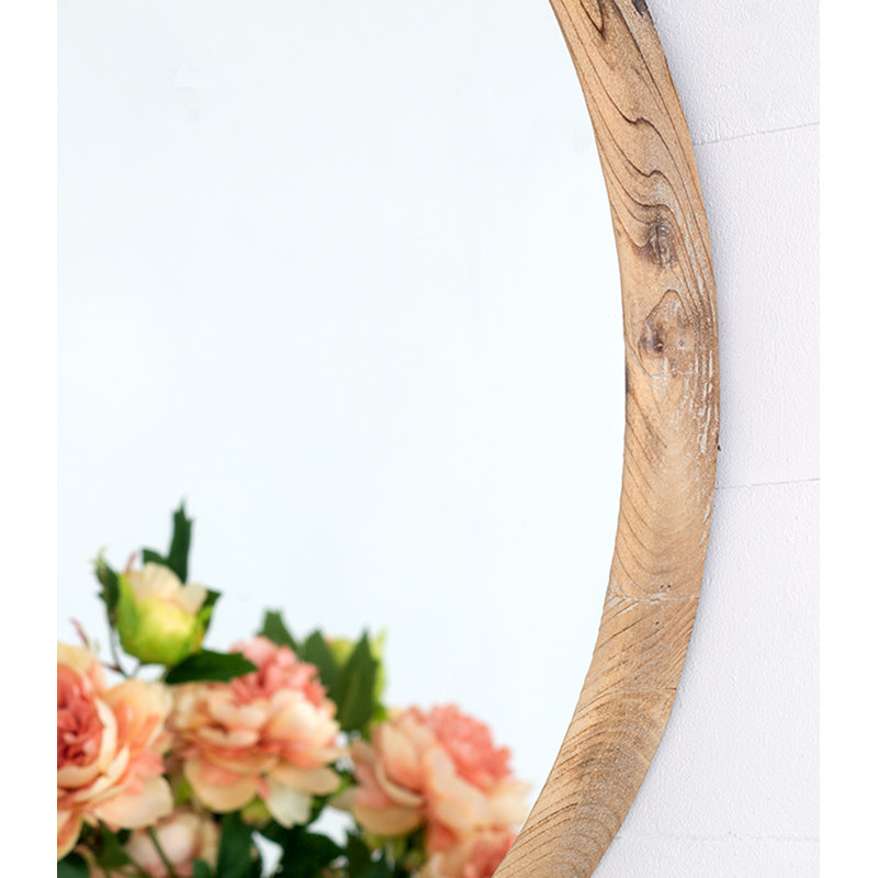 Miroir rond en bois, miroir mural pour la salle de bain
